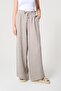 Brown Striped 100% Cotton Women's Loose Long Pants
