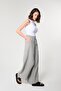 Gray Color Striped 100% Cotton Women's Loose Long Pants - 3