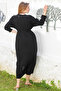 Black Double Breasted Collar 3/4 Sleeve Washed Slit Casual Muslin Long Woven Dress 130 60 - 8