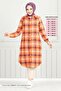 Plaid Tunic 4446Ktr927-M Purple&Orange - Front Button - 2