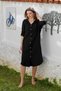 Black Shirt Collar Buttoned Long Sleeve Pocketed Washable Casual Muslin Woven Dress 118 62 - 6