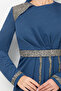 Indigo Evening Dress - Stone Embroidered Belt, Model 5029sl890-m - 5