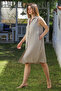 Cream Shirt Collar Sleeveless Buttoned Pocketed Washable Casual Muslin Woven Dress 105 60 - 4