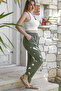 Khaki Pocket Jogger Leg: Elastic Waist Mixed Woven Casual Sleep Consumption - 7