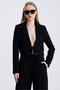 Women's Tied Crop Jacket and Belted Palazzo Trousers Two Piece Set - 5