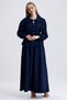 Women's Baby Collar Lace Detailed Tie-Up Blouse and Bell Skirt Double Linen Set - 3