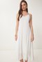 Guipure Detailed Asymmetrical Chiffon Dress Bone Lns0031 - 5