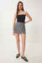 Asymmetric Shorts Lined Woven Skirt Gray Lus0104