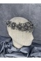 Nileda Model Crystal Beaded Henna Crown Stylish Bridal Hair Accessory Anthracite Color - 5