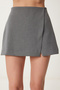 Asymmetric Shorts Lined Woven Skirt Gray Lus0104 - 4