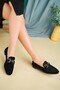 Women's Black Suede Buckle Soft Textured Loafer Casual Shoes - 2