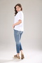 100% Organic Cotton Women's White Basic Ribbed Stand Collar Knitted T-Shirt - 8