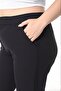 Women's Large Size Black, Waist Complete Rubber Pocket Fabric Pants 65N38733 - 3