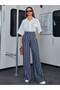 Striped Fabric Corsage Belt Wide Leg Pants - 4