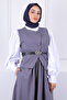 Smoked Belted Vest Skirt Suit - 4