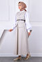 Beige Belted Vest Skirt Suit - 2