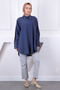Navy Blue Collar Stone Wire Pocket Oversize Shirt - 2