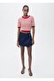 Striped Short-Sleeved Crochet Sweater - 2