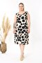 Women's Black Beige Speckle Patterned Straps Large Size Dress - 2