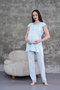 Women's Blue Lace Summer Special Design Cotton Maternity Maternity Pajama Set