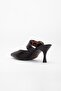Women's Heeled Shoes Black Light Heel Thick Stone Banded - 5