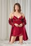 Women's Burgundy Satin Bridal 6-Piece Dowry Set Dressing Gown & Nightgown & Pajama Shorts Set L8U6O1K0Kka - 2