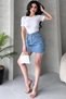 Women's White Bow-Detail Corded Fabric Knit Blouse - 2