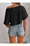 Women's Off Shoulder Boat Neck T-Shirt Crop - 2
