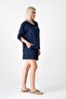 Muslin Basic Natural Fabric 100% Cotton Sleeve Blouse Women's Shirt - Navy Blue - 4