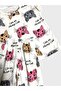 Girl's Cotton White Cat Patterned Short Sleeve Shorts Summer Pajama Set - 3