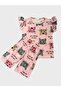 Girl's Cotton Pink Cat Patterned Short Sleeve Shorts Summer Pajama Set - 2