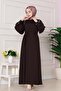 Rose Dress with Stone Detail on the Shoulder - Brown