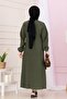 Luna Hijab Dress-Khaki Belted Waist - 6