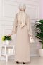 Rose Dress with Stone Detail on the Shoulder - Beige - 5