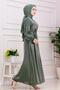 Glitter Alya Evening Dress with Flounces on the Sleeves - Green - 3