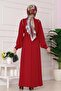 Rose Dress with Stone Detail on the Shoulder - Red - 5