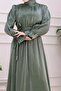 Glitter Alya Evening Dress with Flounces on the Sleeves - Green - 4