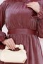 Glitter Alya Evening Dress with Flounces on the Sleeve - Burgundy - 4