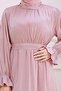 Glittery Alya Evening Dress with Flounce Sleeves-Pink - 4