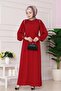 Rose Dress with Stone Detail on the Shoulder - Red - 2