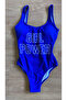 Girl Power Printed Blue Very Tight Swimsuit - 5