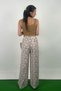 Beige Patterned Polyamide Viscose Draped Palazzo Trousers - 4