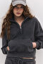 Faded Effect Pocketed Cotton Sweatshirt