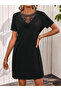 Women's Short Sleeve Lace Collar Short Viscose Dress - 4