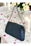 Navy Blue Color Stone Chain Handle Women's Evening Dress Bag - 5