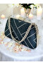 Navy Blue Color Chain Handle Women's Evening Dress Bag