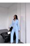 Gold Button Double Belt Two-Piece Blazer Set - 2
