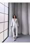 Gold Button Double Belt Two-Piece Blazer Set - 3