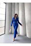 Gold Button Double Belt Two-Piece Blazer Set - 3