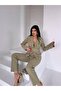 Gold Button Double Belt Two-Piece Blazer Set - 2